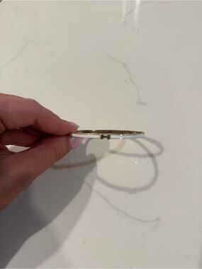 White and Gold Thin Bangle Bracelet